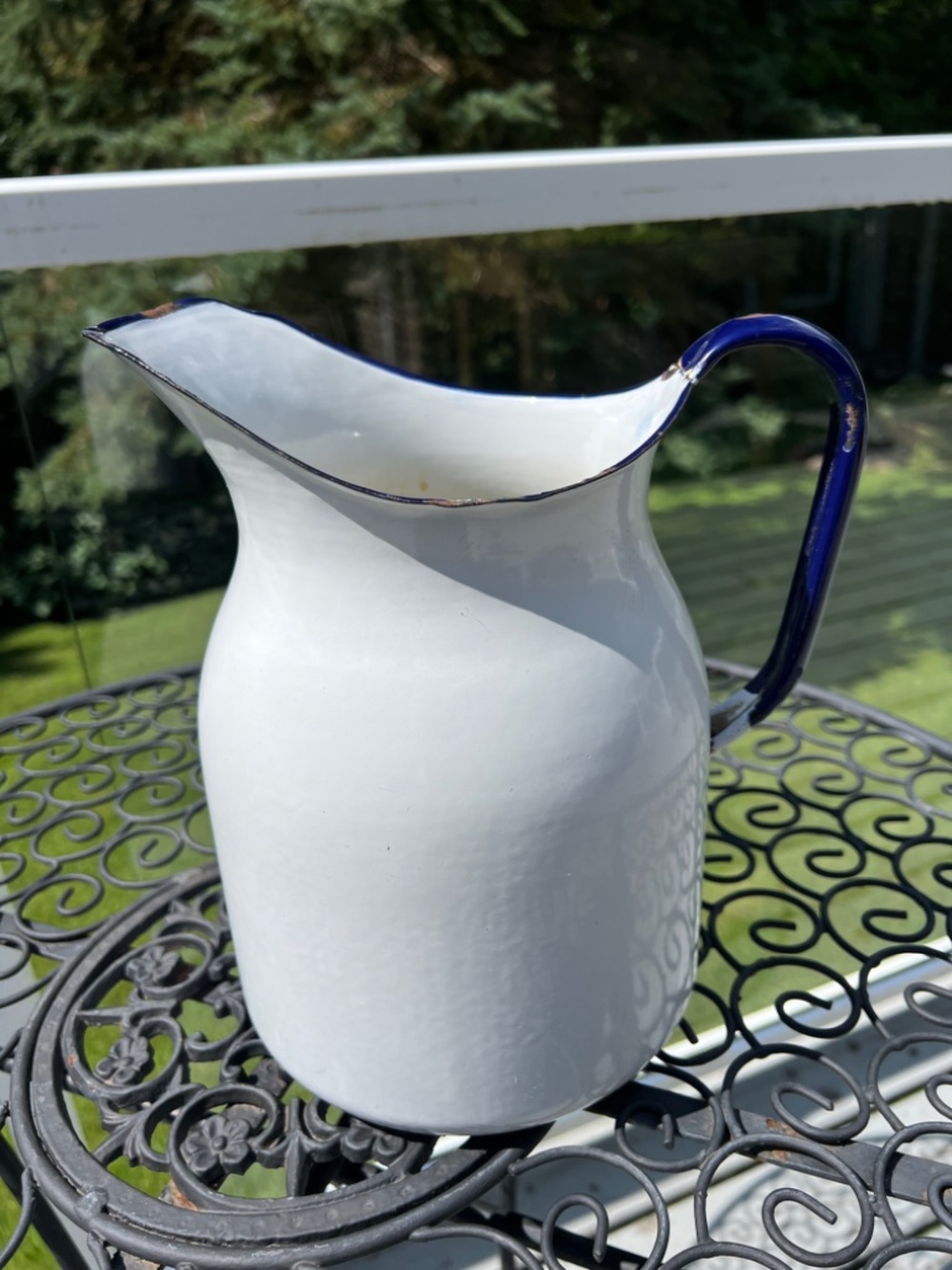 Fabulous Vintage Enamel Pticher!